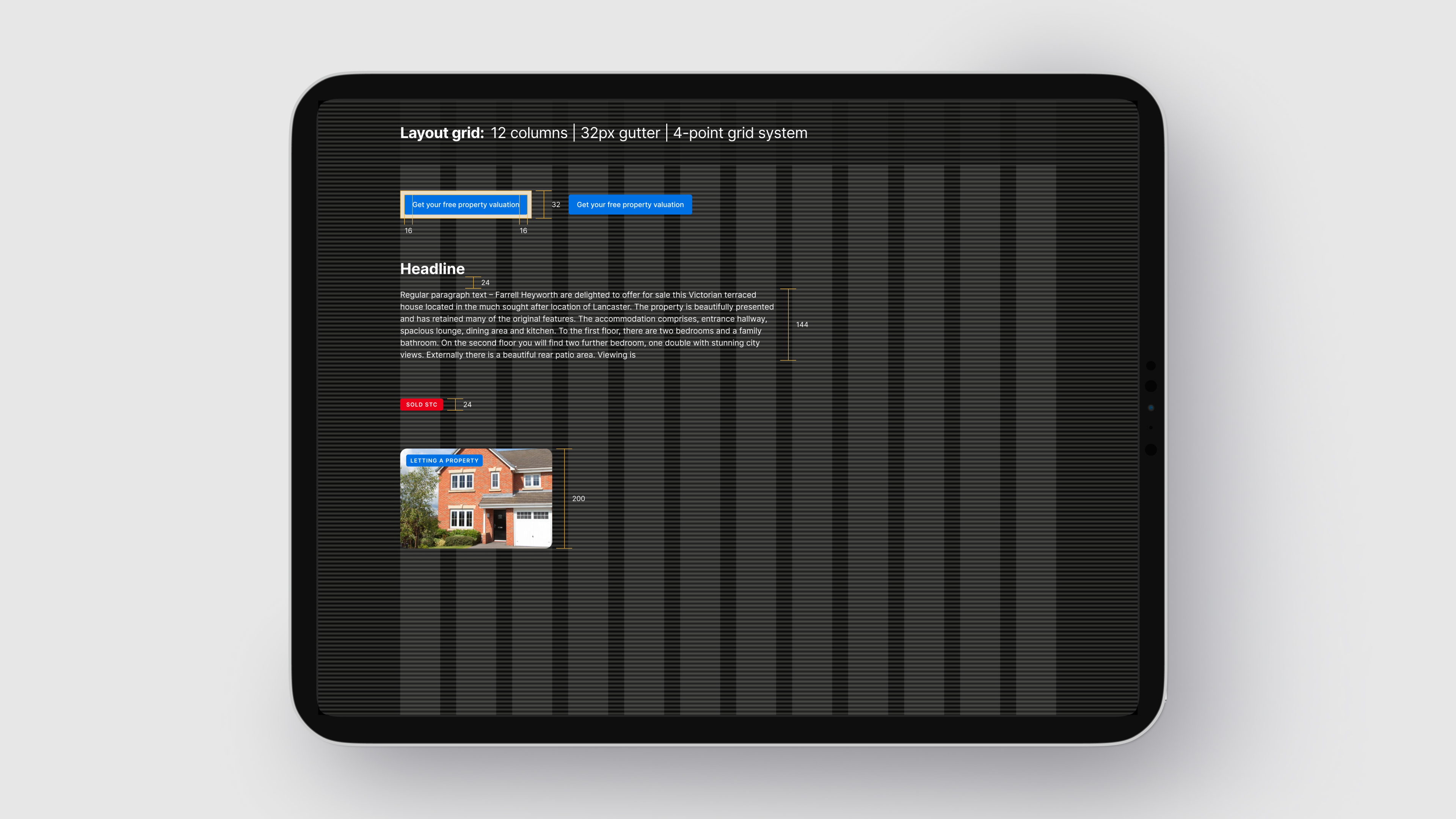 Design system view of Farrell Heyworth website