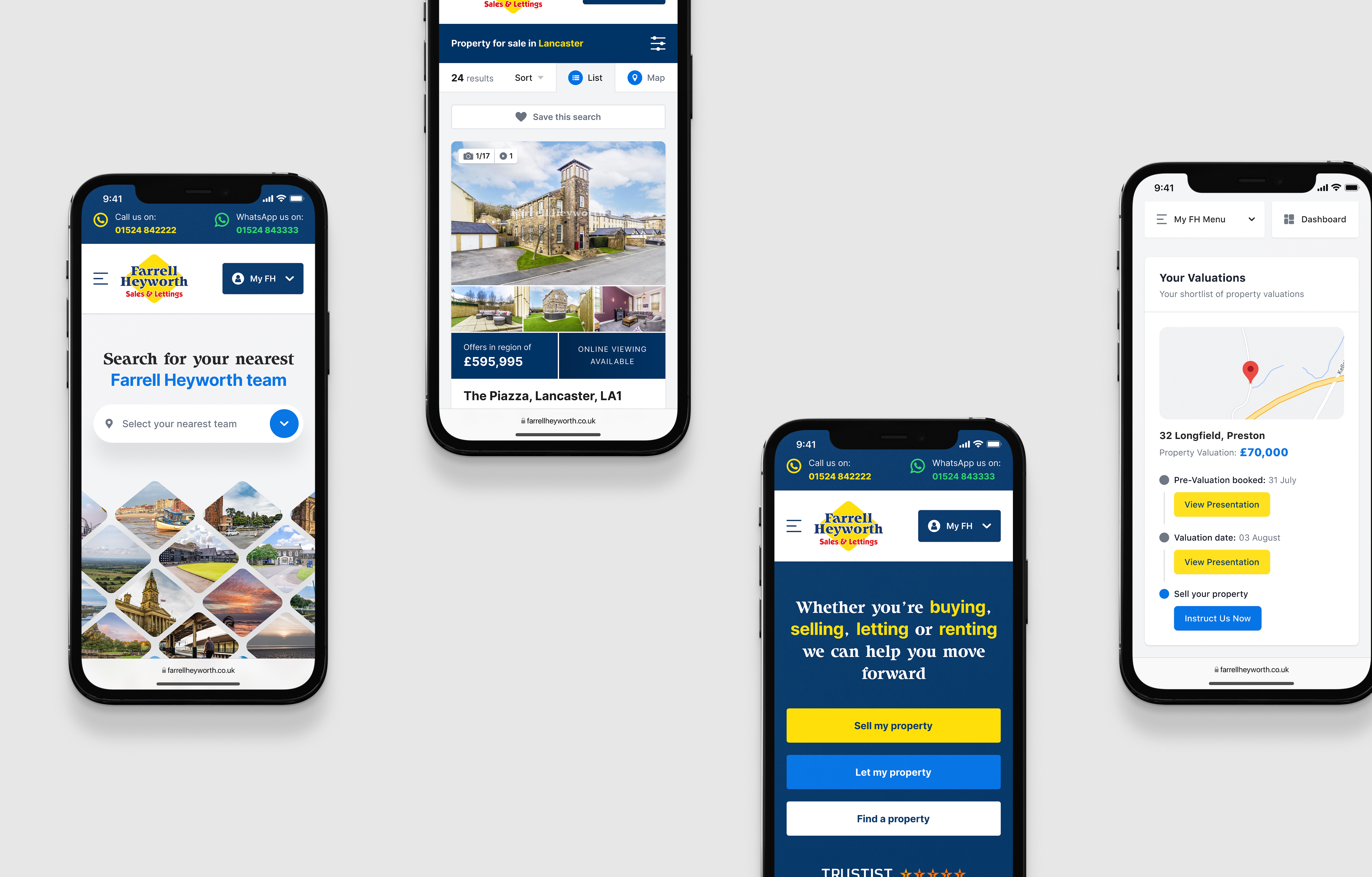 Mobile compilation view of Farrell Heyworth website