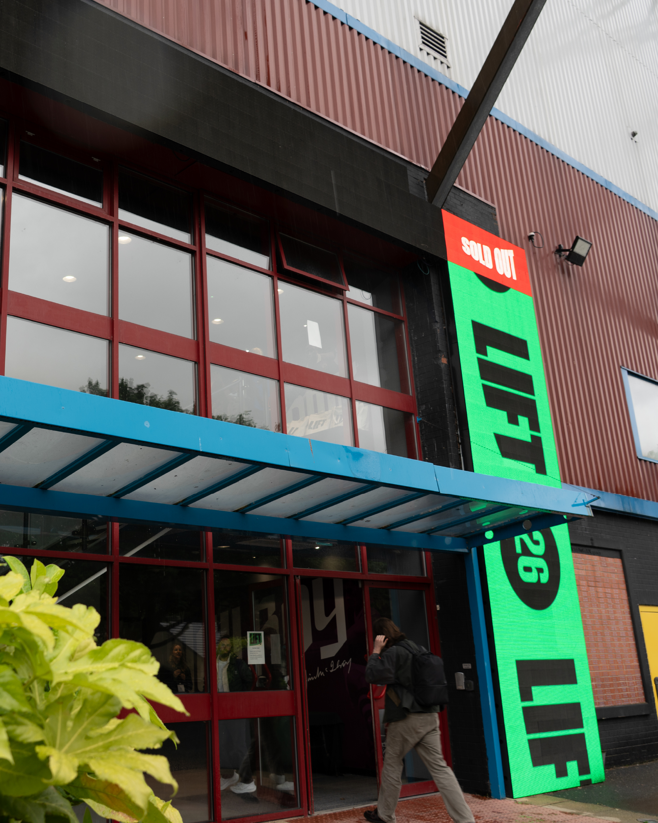 The entrance to Turf Moor - branded in LIFT festival graphics