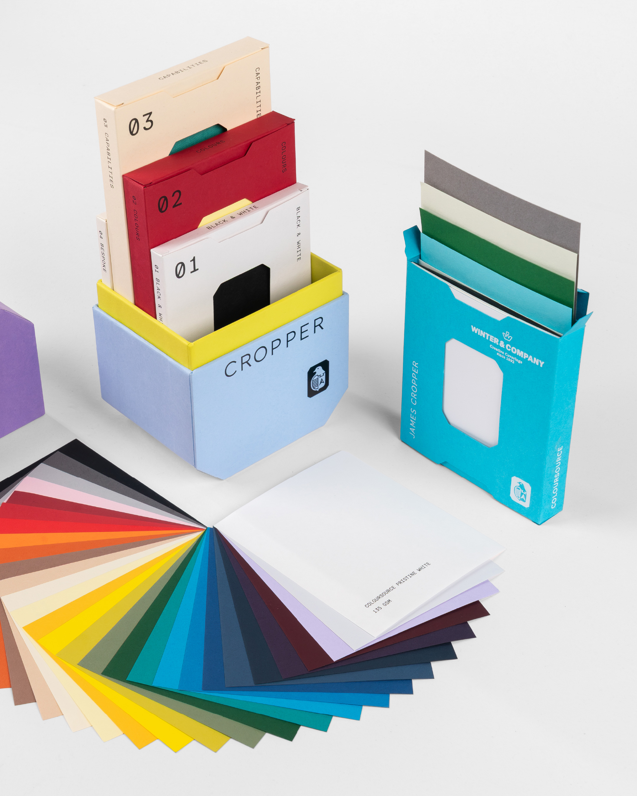 Swatch boxes and paper ranges featuring Winter & Compan, within the Paper Portal by James Cropper.